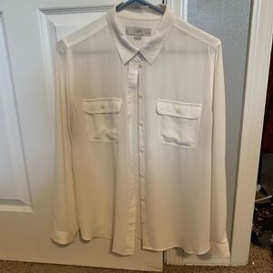 LOFT Cream Button Down Blouse LP